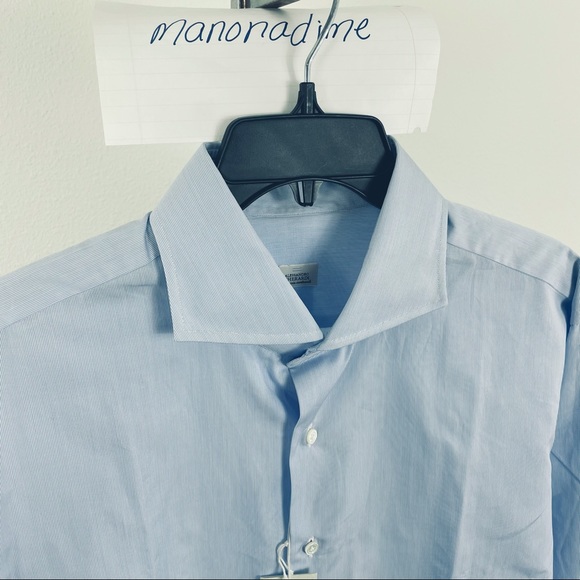 ALESSANDRO GHERARDI BLUE STRIPED POPLIN SHIRT - Picture 6 of 6